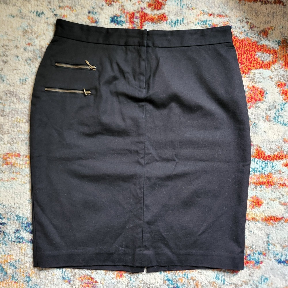 Adrienne Vittadini Black Double Zipper Skirt Women's‎ Size Large